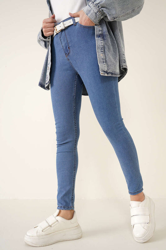 Skinny Jean Likralı Pantolon Açık Mavi