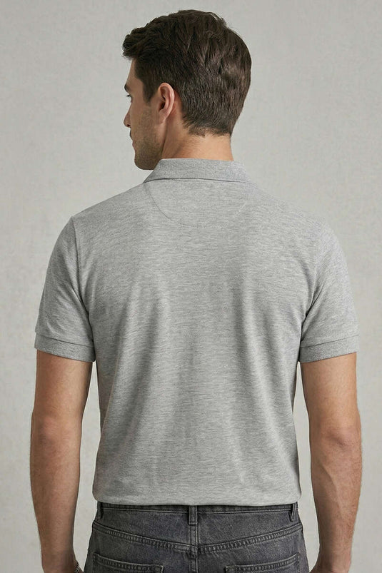 T-shirt homme gris slim fit à col boutonné