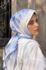 Série De Foulards À Motif Floral Doux Indigo