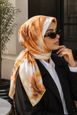 Série De Foulards À Motif Floral Doux En Orange