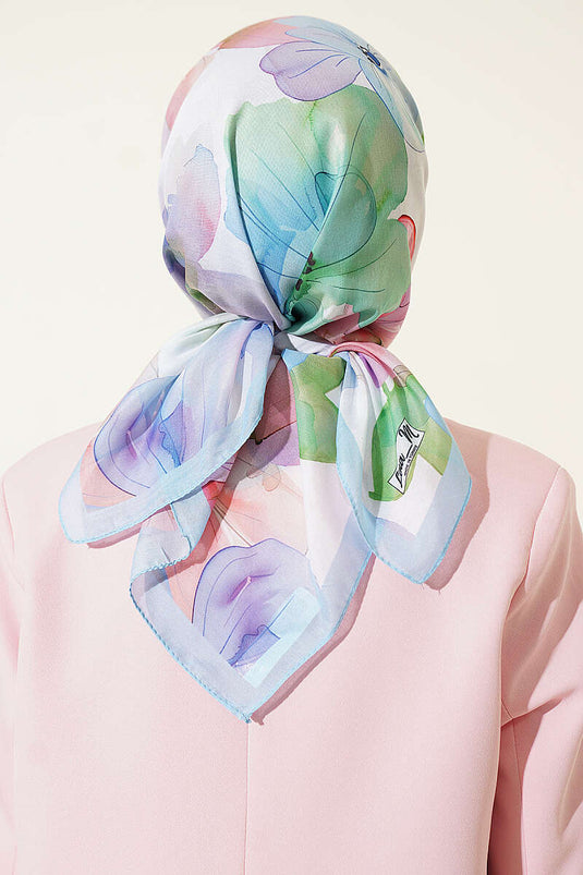 Écharpe Florale Douce Bleu Bébé