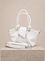 Sac à main et épaule beige avec nœud et effet cuir doux