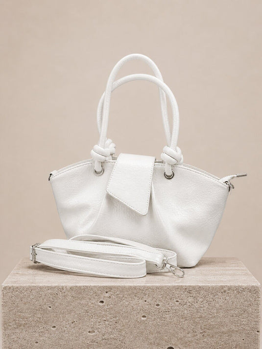 Soft Leather-Look Knot Detail Hand & Shoulder Bag Beige