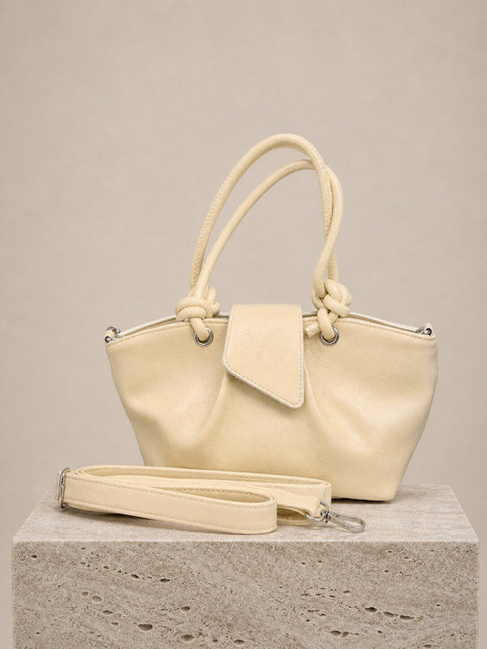 Soft Leather-Look Knot Detail Hand & Shoulder Bag Yellow