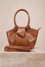 Sac À Main Et Épaule En Faux Cuir Doux Avec Détail Noué, Couleur Tan
