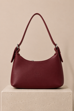 Sac À Main Et Épaule En Apparence Cuir Doux Bordeaux