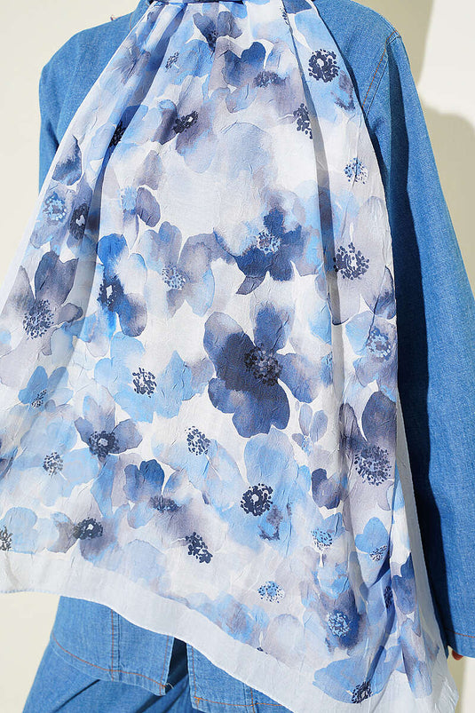 Soft Flora Bambu Kraş Şal Bebe Mavi