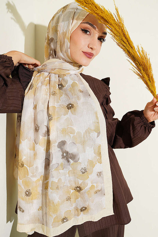 Soft Flora Bambu Kraş Şal Sarı