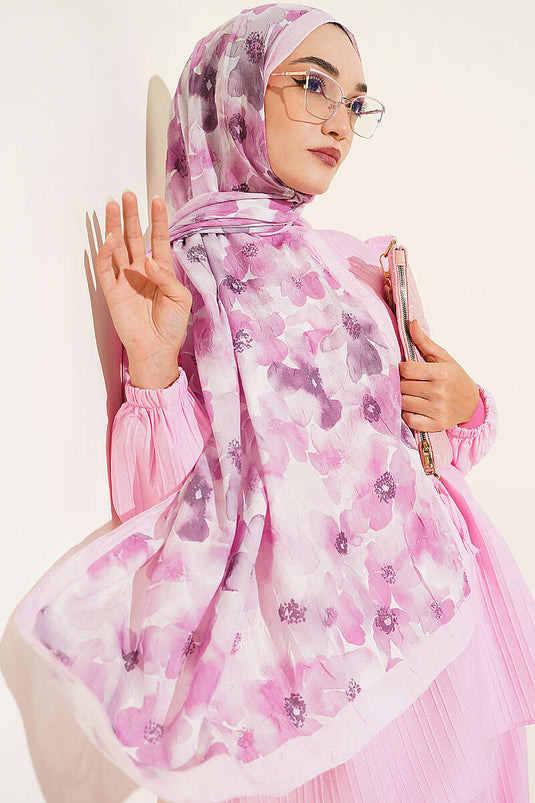 Soft Flora Bambu Kraş Şal Toz Pembe