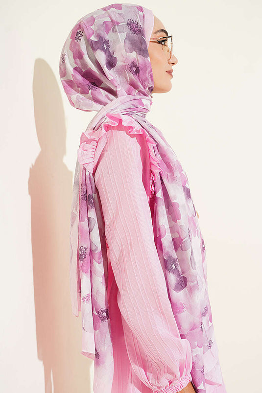 Soft Flora Bambu Kraş Şal Toz Pembe