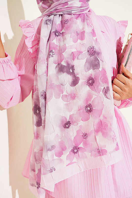 Soft Flora Bambu Kraş Şal Toz Pembe