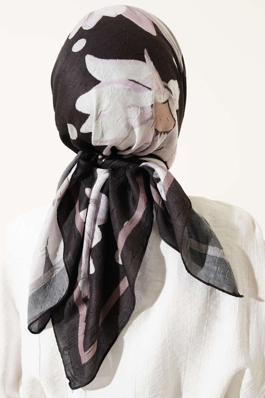Foulard en coton imprimé floral doux Marron foncé Lilas