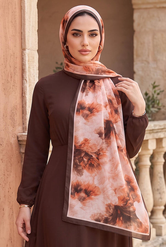 Soft Floral Shawl Series in Dark Brown