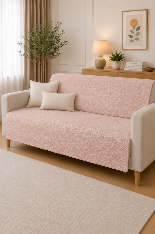 Housse de canapé douce rose poudré