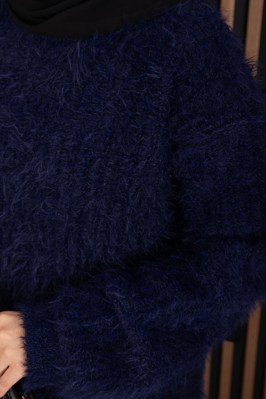 Pull en maille douce et texturée bleu marine