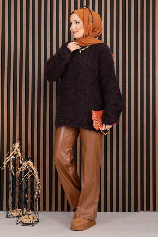 Softy Plush Textured Knit Sweater, Plum