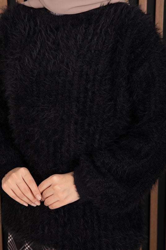 Pull en maille douce et texturée noir