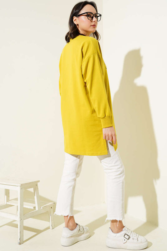 سترة مطبوعة من خيطين باللون الأخضر الزيتي