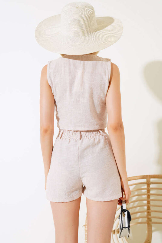Ensemble en lin beige avec short