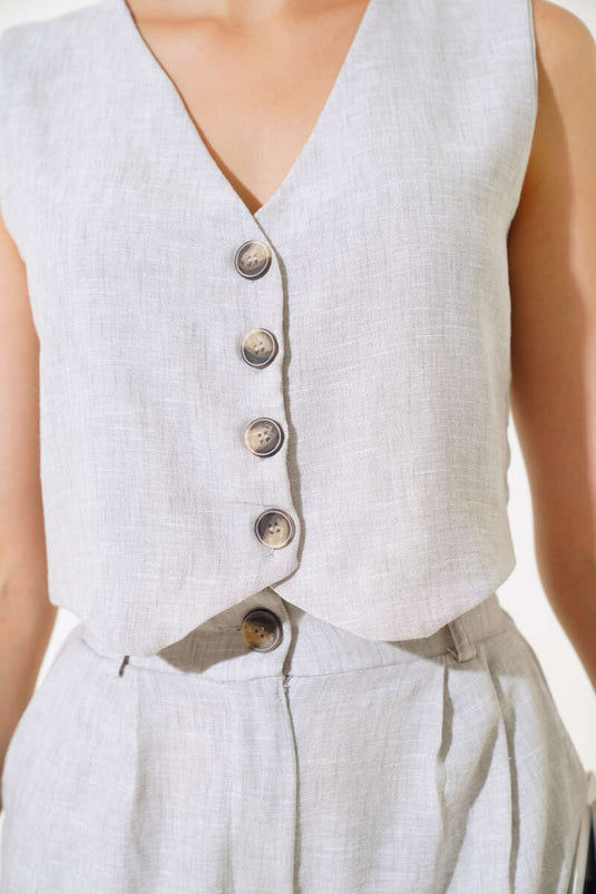 Ensemble en lin gris avec short