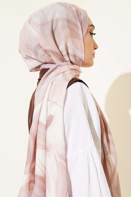 Écharpe en bambou à motif feuilles abstraites, beige sable