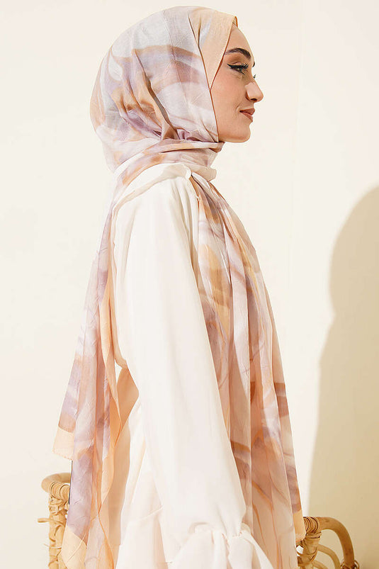 Foulard en bambou à motif feuille abstraite jaune