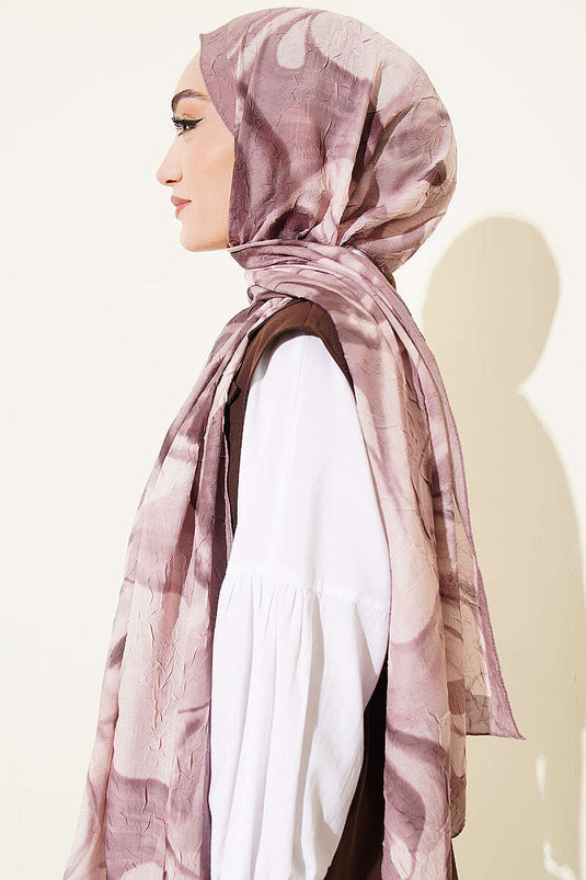 Foulard en bambou à motif feuilles abstraites, couleur vison