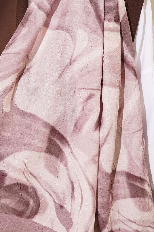 Foulard en bambou à motif feuilles abstraites, couleur vison