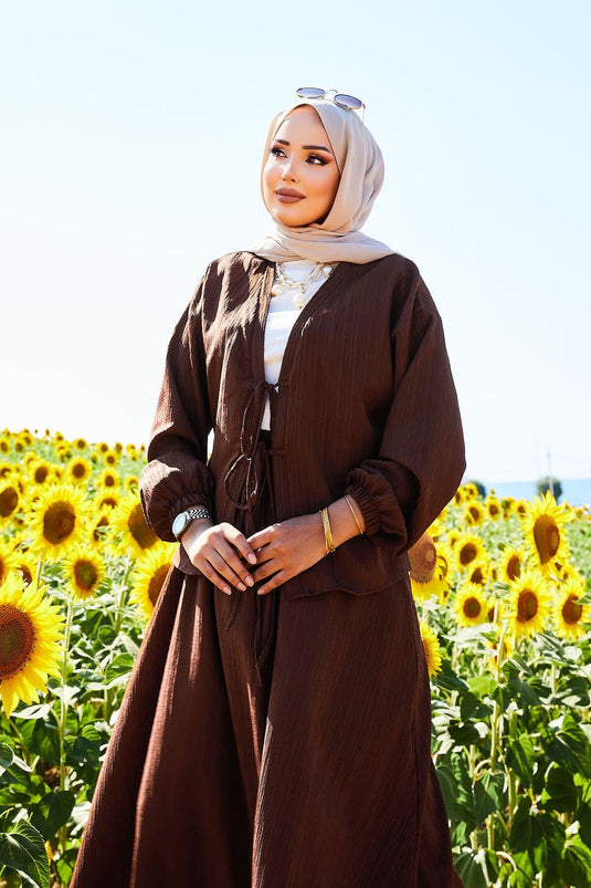 Spor Kimono Etekli Takım Kahve