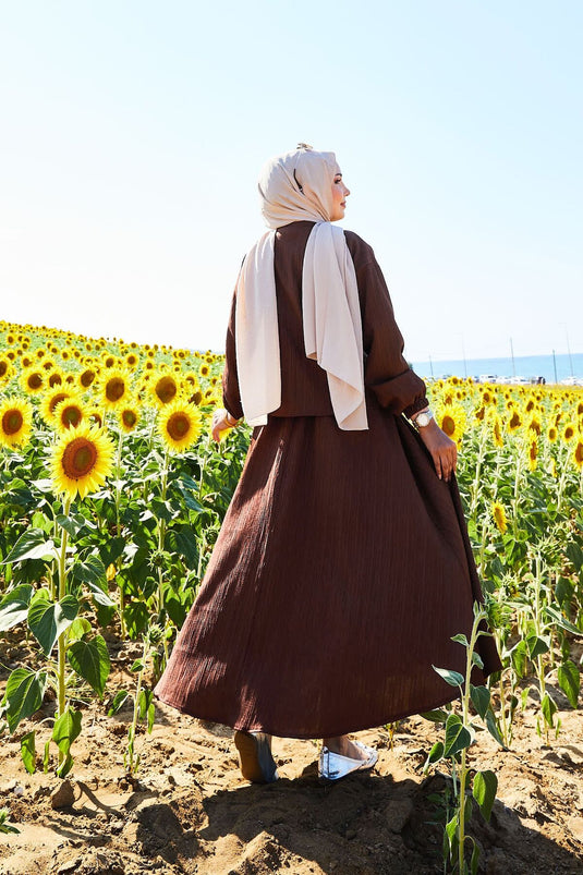 Sports Kimono Skirt Set Brown