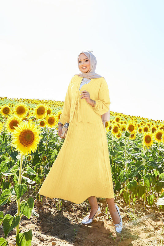 Sports Kimono Skirt Suit Yellow