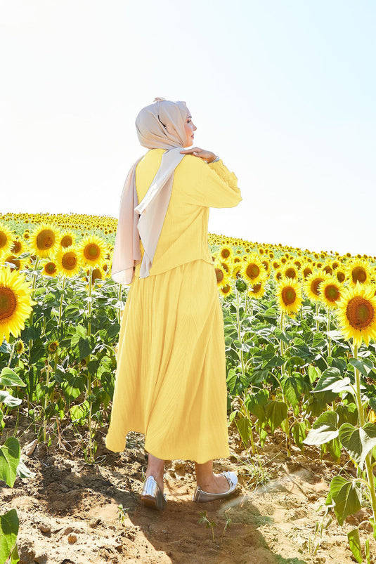 Sports Kimono Skirt Suit Yellow
