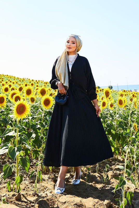 Spor Kimono Etekli Takım Siyah