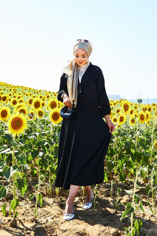 Sports Kimono Skirt Suit Black