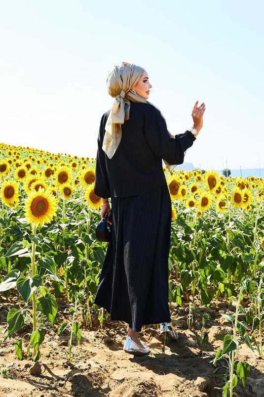 Sports Kimono Skirt Suit Black