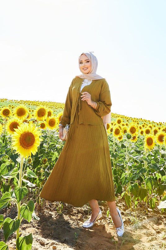 Sports Kimono Skirt Set Oil Green