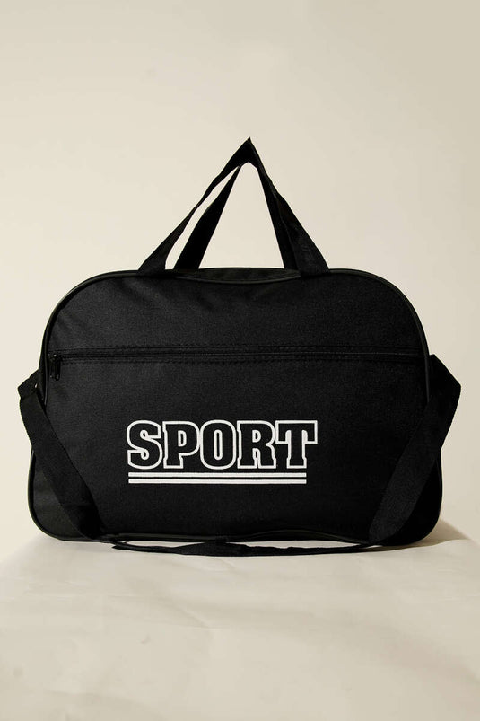 Sport Print Zippered Sports Bag Black