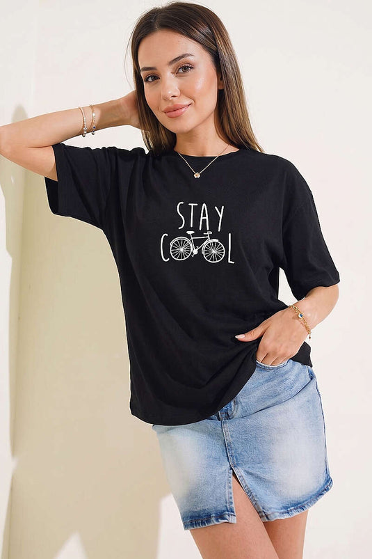 T-shirt Stay Cool imprimé noir