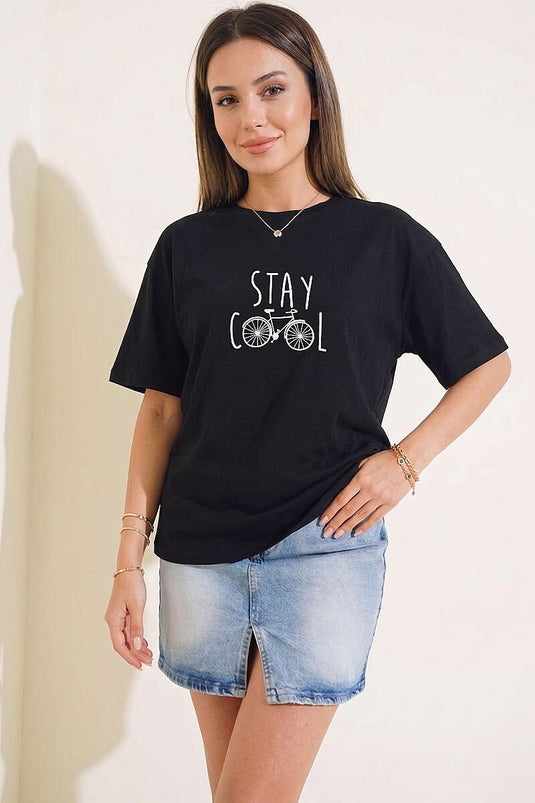 T-shirt Stay Cool imprimé noir
