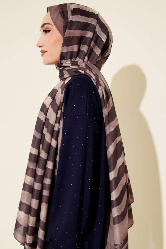 Bufanda Lina con estampado de palitos marrón claro