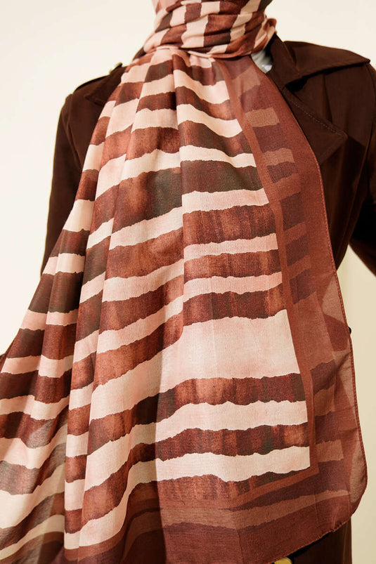 Stick Desen Lina Şal Kahve