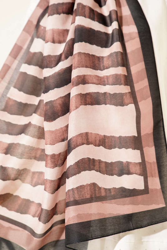 Stick Desen Lina Şal Siyah Latte