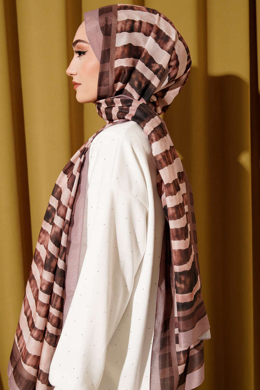 Bufanda Lina con estampado de palitos, color visón