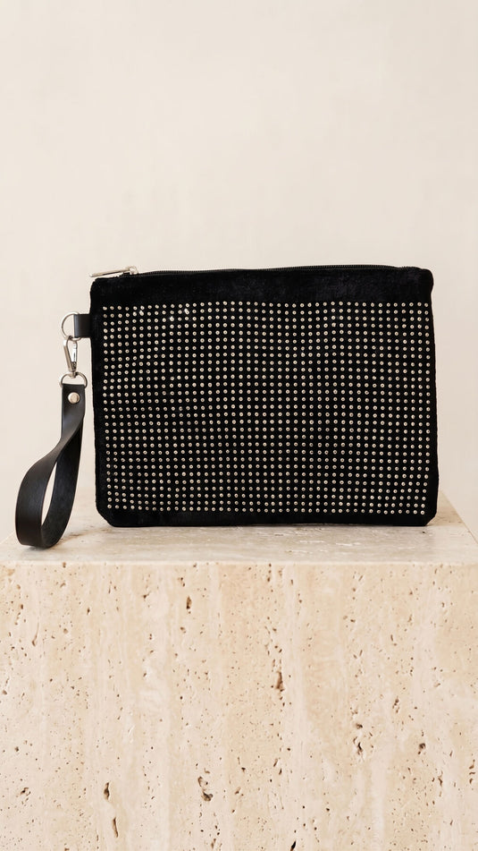 Stilize Stone-Detail Clutch Bag -132