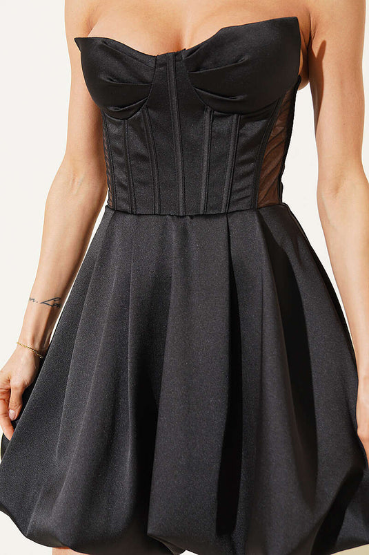 Abito Mini da Cerimonia Strapless Nero