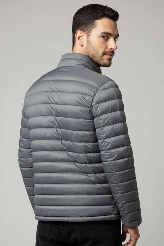 Graue wasserdichte Herren-Steppjacke