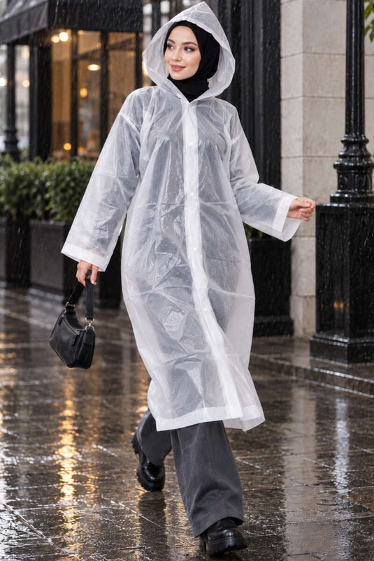 White Waterproof Raincoat