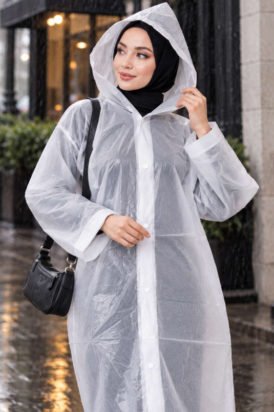 White Waterproof Raincoat