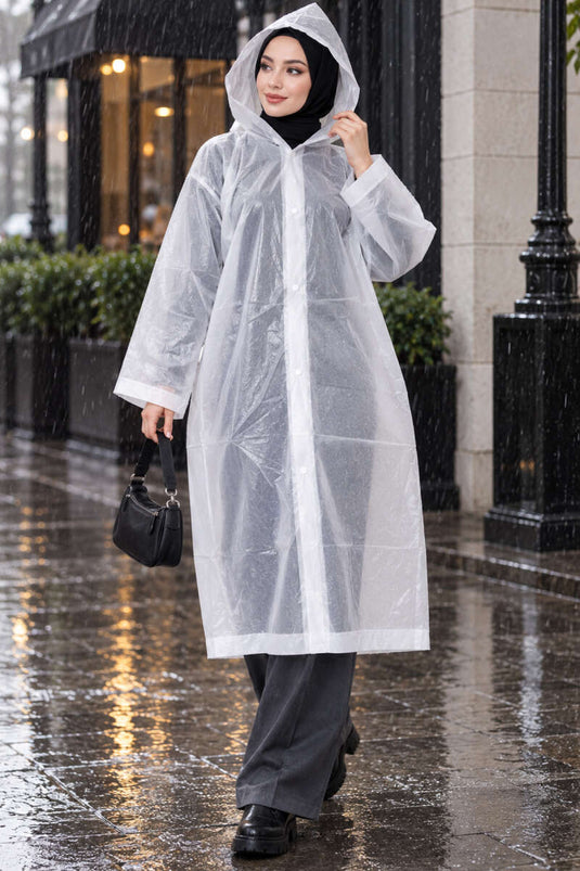 White Waterproof Raincoat