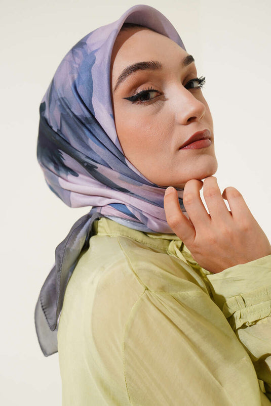 Su Gölgesi Desenli Eşarp Kayrak Grisi